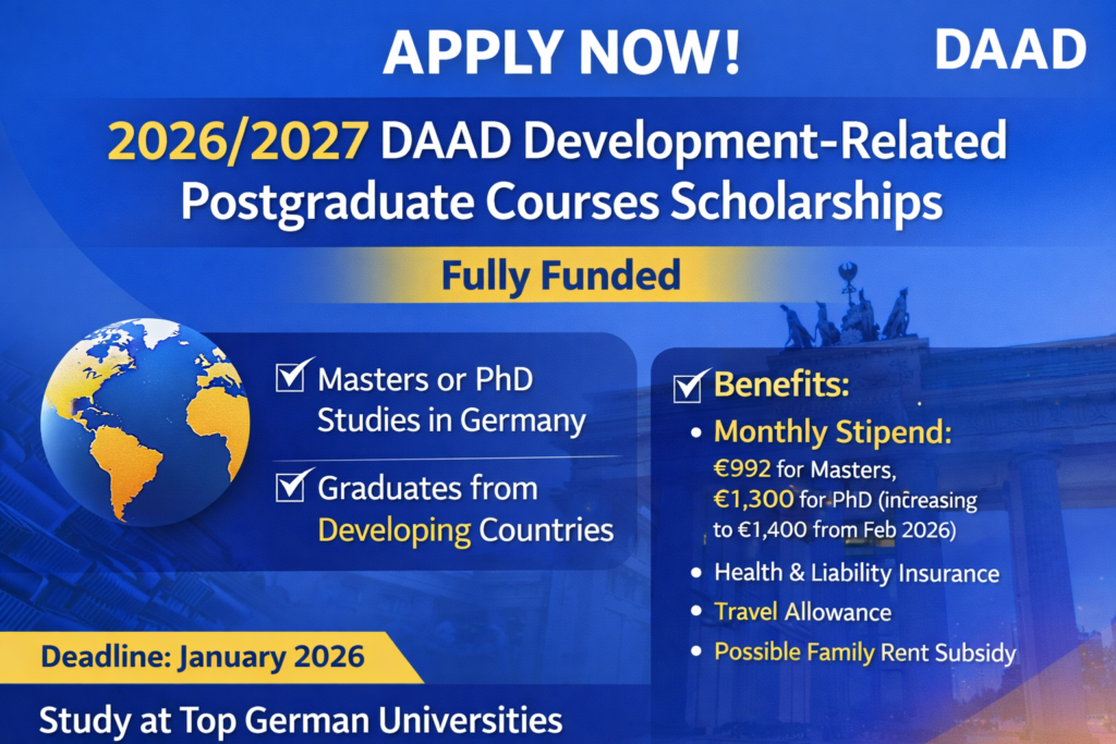 DAAD Development-Related Postgraduate Courses Scholarships 2026/2027 (Fully Funded)